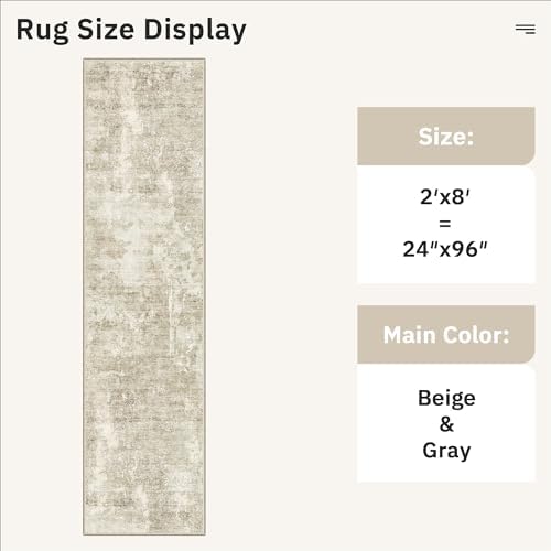 Soalmost Abstract Runner Rug 2x8 Hallway Kitchen Runners Beige/Gray - Image 5