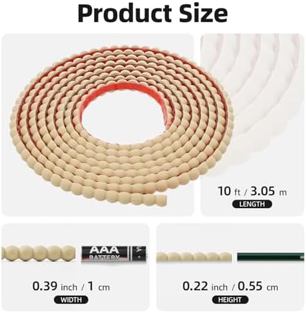 10ft Decorative Bead Pearl Peel and Stick Wall Molding Trim, Wood - Image 5
