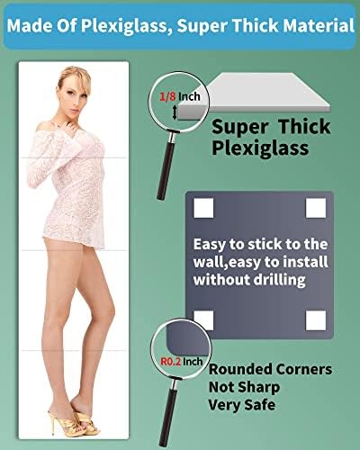 Unbreakable Full Length Mirror for Wall Mounted, 16 x 12 Inches x 4 Pack, Over The Door Mirrors, Full Body Safe Shatterproof Mirror for Kids, Long Workout Mirrors for Home Gym, Plastic Acrylic Bedroom - Image 5