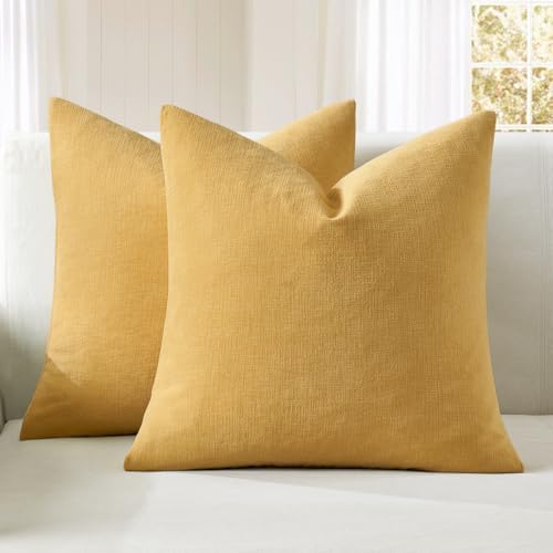 MIULEE Gold Chenille Couch Throw Pillow Covers, 20x20 by MIULEE