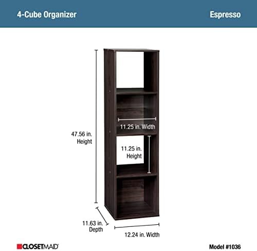 ClosetMaid Cubeicals 4 Cube Storage Shelf Organizer, Stackable, Vertical or Horizontal, Easy Assembly, Wood, Espresso Finish - Image 3