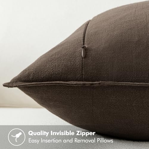 MIULEE Decorative Linen Pillow Covers 20x20 Inch Dark Coffee Chocolate - Image 3