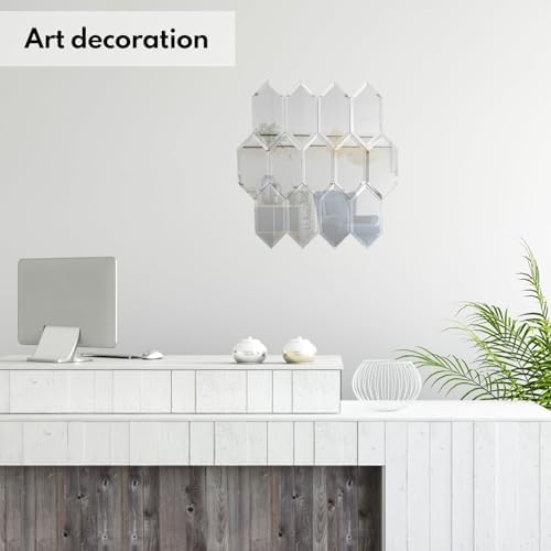 Lovdeco Peel and Stick Beveled Mirror Tile, Mirror Backsplash for Kitchen Bathroom Wall, 4x7.87 Inches Hexagon, Silver (30 Pcs, 4.8 SQ.FT.) - Image 5
