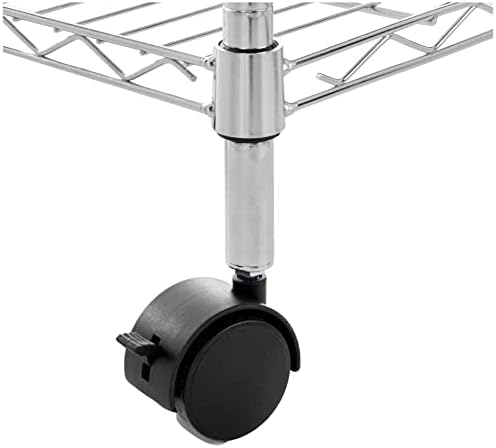 Amazon Basics 3-Shelf Heavy Duty Adjustable Wire Shelving Storage Rack on 2" PP Plastic Wheel Casters, Steel Utility Shelving Unit for Garage and Laundry Room, 23.2" x 13.4" x 32.75", Chrome - Image 4