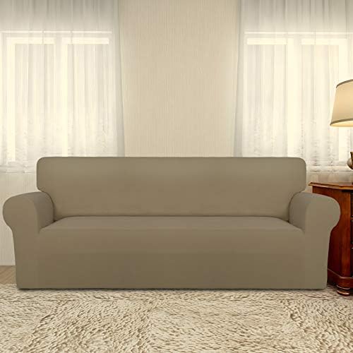 PureFit Stretch Couch Covers for Sofa Large Sofa Slipcovers Tan - Image 2