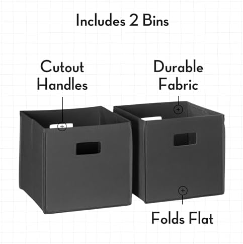 RiverRidge Folding Storage Bins - 2-pack of 10in Tall Charcoal Gray Cubes - Image 3