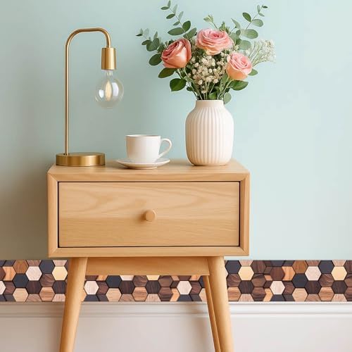 IVN Wallpaper Border Peel and Stick Wall Rustic Wood Hexagon 4x196 Inch | Wall Trim Self Adhesive Borders for Walls Mirror Border Frame Accent Strip for Bedroom Kitchen LivingRoom Decor - Image 7