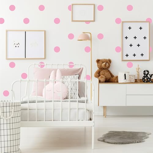 300 PCS Aesthetic Peel & Stick Pastel Pink Polka Dot Wall Vinyl Decals | 10 sheets removable & repositionable matte dots wall decor for nursery, girls bedroom, kids room, playroom & diy space(1.6") - Image 4