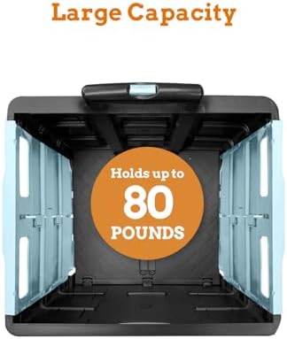 Inspired Living Ultra-Slim Rolling Collapsible Storage Pack-N-Roll Utility-carts, with Telescopic Handle, for Home, Garden, Shopping, Office, School use, Large, Baby Blue & Black - Image 3