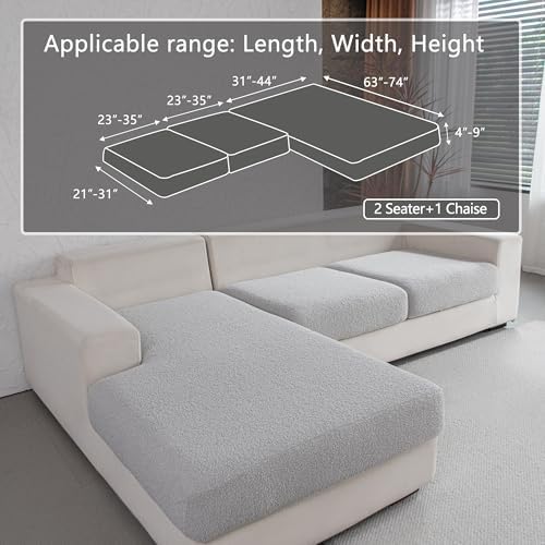 OHSIO Couch Cushion Covers for Sectional Sofa, Stretch Soft Sofa Slipcovers - Image 2