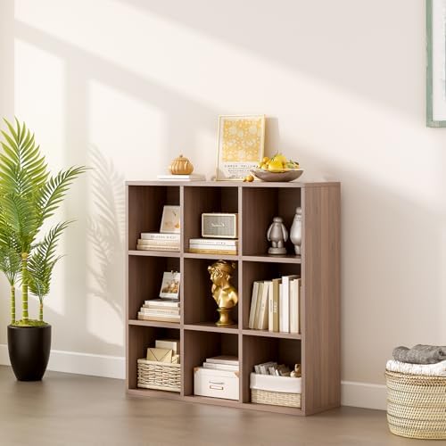 OSCHF 9-Cube Storage Shelf Bookcase, Walnut - Image 5