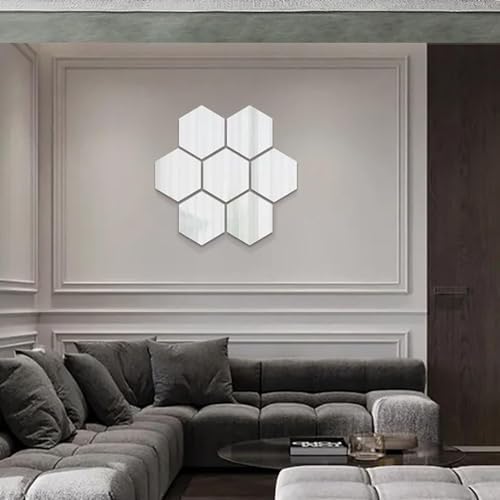 24pcs Silver Hexagon Mirror Acrylic Wall Stickers with Adhesive Art Decal Satin Paper Baby Kids Bedroom Home DIY Decor Removable Stickers (Hexagon Silver) - Image 3