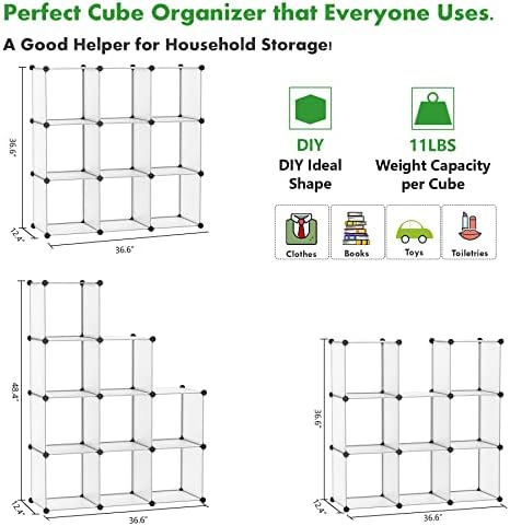 C&AHOME Cube Storage Organizer, 9-Cube Bookcase, Closet Cabinet White - Image 6