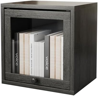 FUSUNBAO Magic DIY Cube Storage Organizer Stackable Cubes for Home Books Clothes Toy-Modular Cubby Storage System-Office Cubical-Bookcase Closet(French Oak, Glass Door Cube) by FUSUNBAO