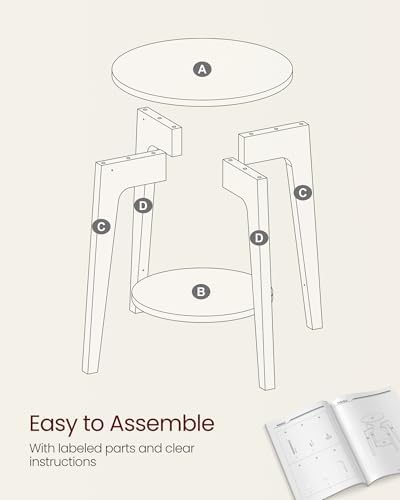 VASAGLE Round Side Table with Lower Shelf, End Table for Small Spaces - Image 6