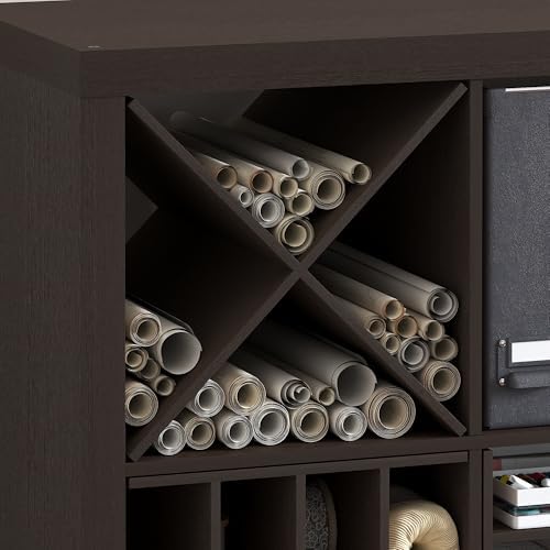 Furinno Cubicle X-Shelf Cube Insert, 3-Shelf Cube Organizer, Dark Oak - Image 4