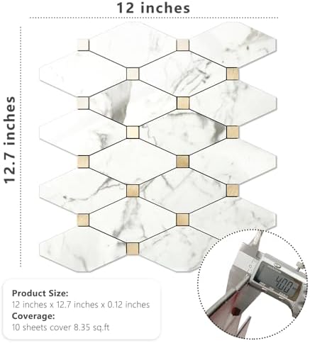 STICKGOO 10 Sheets Peel and Stick Backsplash, Polished Carrara White - Image 6
