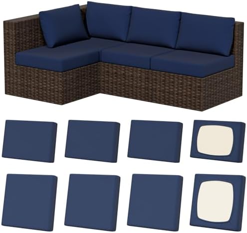 8Pcs Outdoor Cushion Covers, Stretch Patio Furniture Couch Chair Slipcovers by VORSHAPE