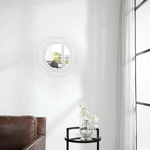 Mirrors Wall Decor Iron Frame Round Art Wall Mirrors Home Decoration Hanging Mirrors for Living Room Bedroom Bathroom Entryway White 12” x 12” - Image 4