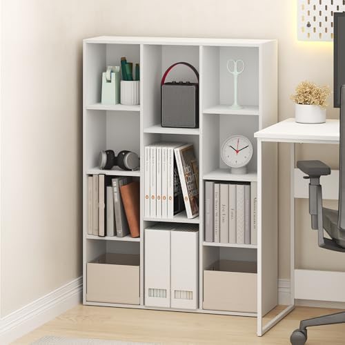 Furinno LUDER Book Shelf, 11-Cube Bookshelf, Reversible Bookcase, 9.4 x 29.1 x 41.7, Easy Assembly, for Living Room, Bedroom, Home Office, White - Image 2