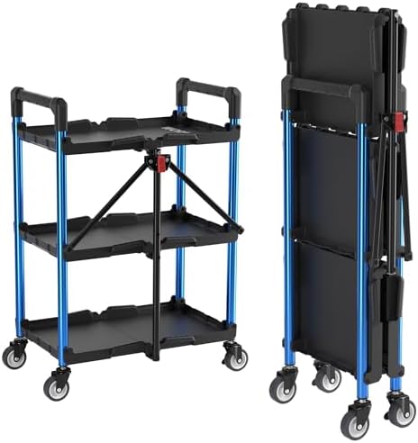 WORKPRO 3-Tier Collapsible Utility Cart, 210 LBS Cart with Wheels by WORKPRO