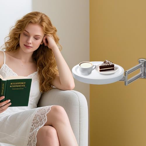 Comeon Wall Mounted Folding Nightstand, Night Stand Fold Down for Small Spaces Bedside Table Bed Side Tables Bedroom to Place Alarm Clock Electronic Devices Books (White) - Image 6