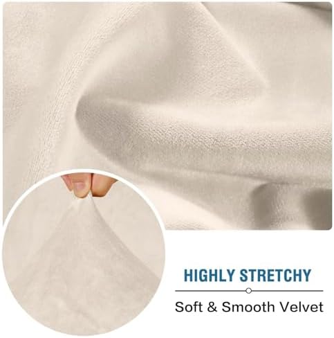 H.VERSAILTEX Velvet Stretch Individual Couch Cushion Cover Plush Cushion Slipcover for Loveseat Sofa Cushion Furniture Protector Seat Cushion Sofa Cover (1 Piece Sofa Cushion Cover, Cream) - Image 3