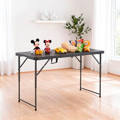 FDW | 4FT Folding Table | Black | Portable Plastic Table - Image 2