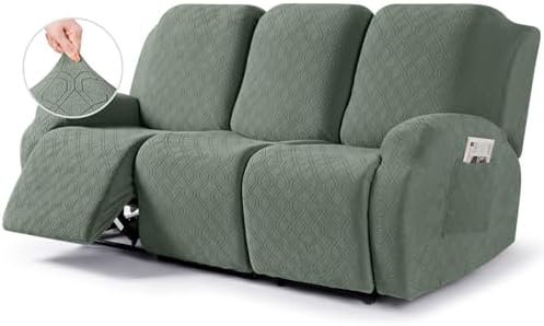 VANSOFY Stretch Recliner Couch Cover, Slipcover, Bean Green, 3 Seater by VANSOFYFURNITURECOVERS