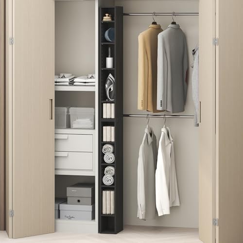 Furinno Fulda 10-Tier Closet Organizers and Storage, Open Shelf, Storage Organizer, 6-Inch Width, for Closet, Bedroom, Blackwood by Furinno-FitsYourSpaceFitsYourBudget