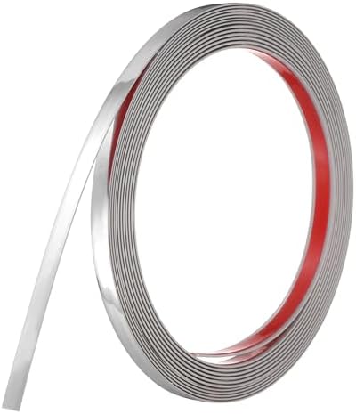 uxcell Silver Peel and Stick Molding Trim, 0.4 Inch x 9.8 ft Self-Adhesive Mirror Tape, Flexible PVC Border Strip for Wall Decoration Tile Edge Ceiling Floor Frame Furniture Decoration by uxcell