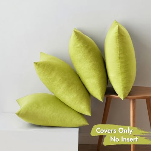 MIULEE Pack of 4 Decorative Outdoor Throw Pillow Covers Linen Waterproof Pillow Covers Summer Farmhouse Cushion Cases for Patio Garden Tent Balcony Couch Sofa 16x16 Inch Grass Green - Image 6