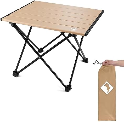 VILLEY Portable Camping Side Table, Ultralight Aluminum Folding Beach Table by VILLEY