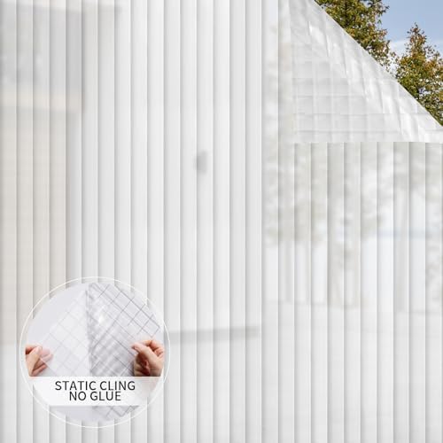 VELIMAX 4/5-Inch Reeded Glass Window Film, Frosted Glass Window Privacy Film, Non Adhesive Decorative Sticker for Bathroom Living Room Office 35.4 x 78.7 inches - Image 4