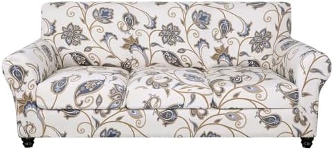 SearchI Stretch Sofa Cover Printed Couch Cover, Floral Pattern 4 Pieces Sofa Slipcover with 3 Separate Cushion Cover, Washable Furniture Protector for Living Room(Sofa, Love Flower) by SearchI