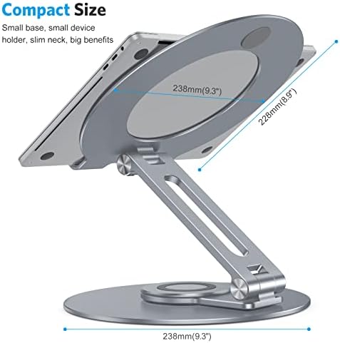 OMOTON Adjustable Laptop Stand for Desk 360° Rotating Base 17" Cool Grey - Image 6