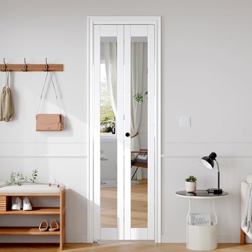 FREDBECK Bifold Mirrored Barn Door for 24x80 Opening,Interior Folding Doors by FREDBECK