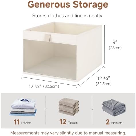 StorageWorks Fabric Storage Bins with Clear Window, Beige, 3-Pack - Image 2