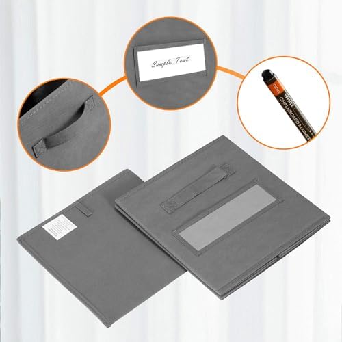 Fabric storage cubes (Set of 8) 11 Inch Cube Storage Bin, cube storage with 8 Labels Window Cards & a Pen, Foldable cube organizer bins, 11x11 storage bin, Cubby Organizer bins, Gray - Image 2