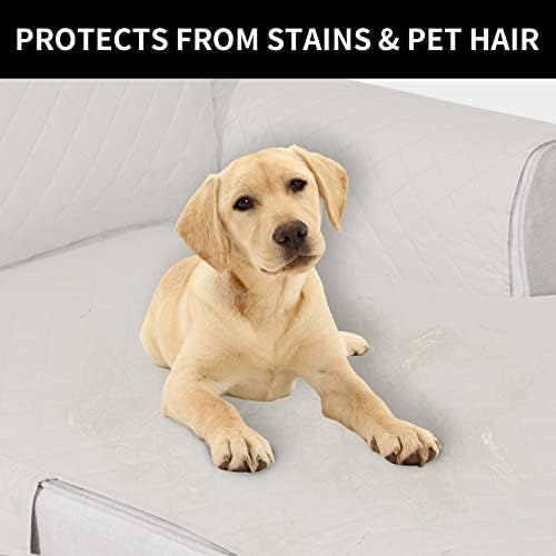Easy-Going Reversible Chaise Lounge Couch Cover Water Resistant Sofa Cover Sectional L Shaped Sofa Slipcover with Adjustable Straps Furniture Protector for Dogs (115X34 in, Ivory/Ivory) - Image 4