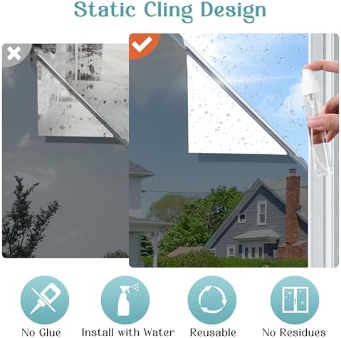 Haton Window Tint for Home, One Way Film, Black Silver 23.6" x 157.4" - Image 6