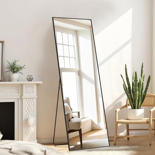 Mirror Full Length, Upgraded 16"x59" Body Wall Mirrors with Shatter-Proof Glass, Floor Standing, Hanging or Leaning, Tall Mirror with Stand Aluminum Alloy Frame for Bedroom Cloakroom - Image 3