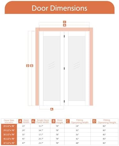 Bifold Doors for 36" x 80" Opening, 1-Lite Mirror Bifold Closet Doors with Sliding Hardware Kit Set, HD Mirror Bifold Panels for Interior Closet, Pantry, White & Easy Install - Image 3