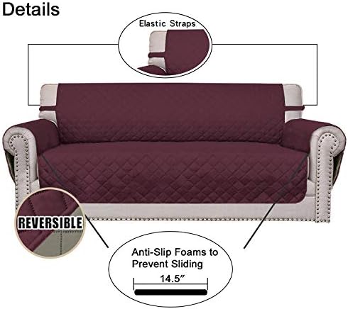 Easy-Going Reversible Couch Cover, Small Chair, Wine/Beige - Image 3