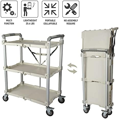 Olympia Tools 89-355 Pack N Roll Collapsible Service Cart, XL, 300LB Capacity, White - Image 4