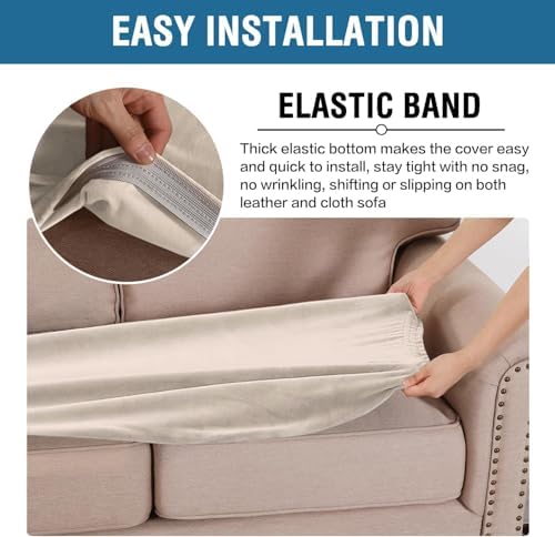 H.VERSAILTEX Velvet Stretch Individual Couch Cushion Cover Plush Slipcover for Loveseat Sofa Furniture Protector Seat Cover (1 Piece Loveseat Cushion Cover, Ivory) - Image 4