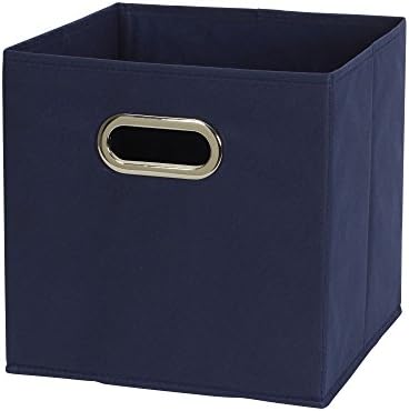 Household Essentials Fabric Storage Bins 6 Piece Set, Strong Poly-Woven Fabric, Sturdy Chipboard Sides, Grommet Front Handle, Stackable and Foldable, Classic Design, Navy - Image 3