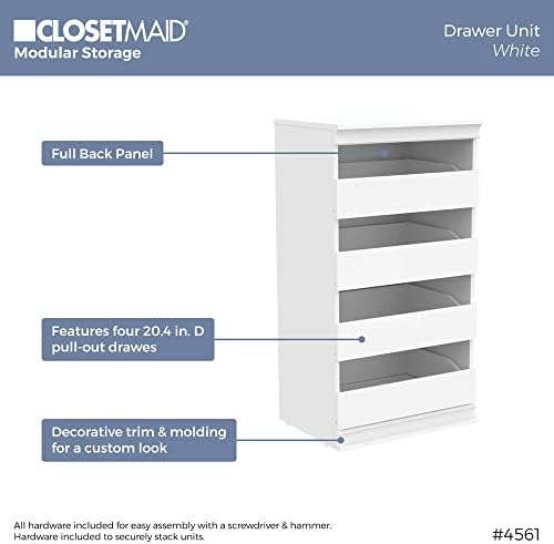 ClosetMaid Modular Storage Unit with 4 Drawers, Wood Closet Organizer, Stacking, Full Backer, Storage, Decorative Trim, White - Image 5