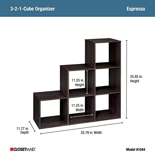 ClosetMaid Cubeicals 3-2-1 Cube Storage Shelf Organizer Bookshelf - Vertical/Horizontal, Easy Assembly - Espresso Wood Finish - Image 3