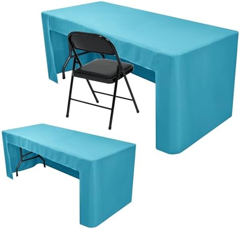 Nasitos 2 Pack Teal 6ft Table Cloth Fitted-Open Back Folding Table Cover Washable Fabric and Wrinkle Resistant Table Cloth for Trade Show, Book Fair, Career Fair, Convention, Events by Nasitoshomedecor